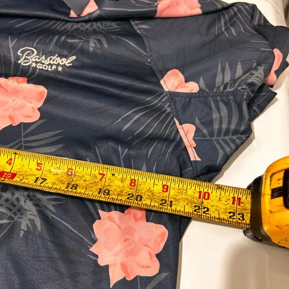 UNRL Barstool Golf Polo Shirt Mens Large Navy Floral Tropical Performance Preppy - Picture 7 of 9